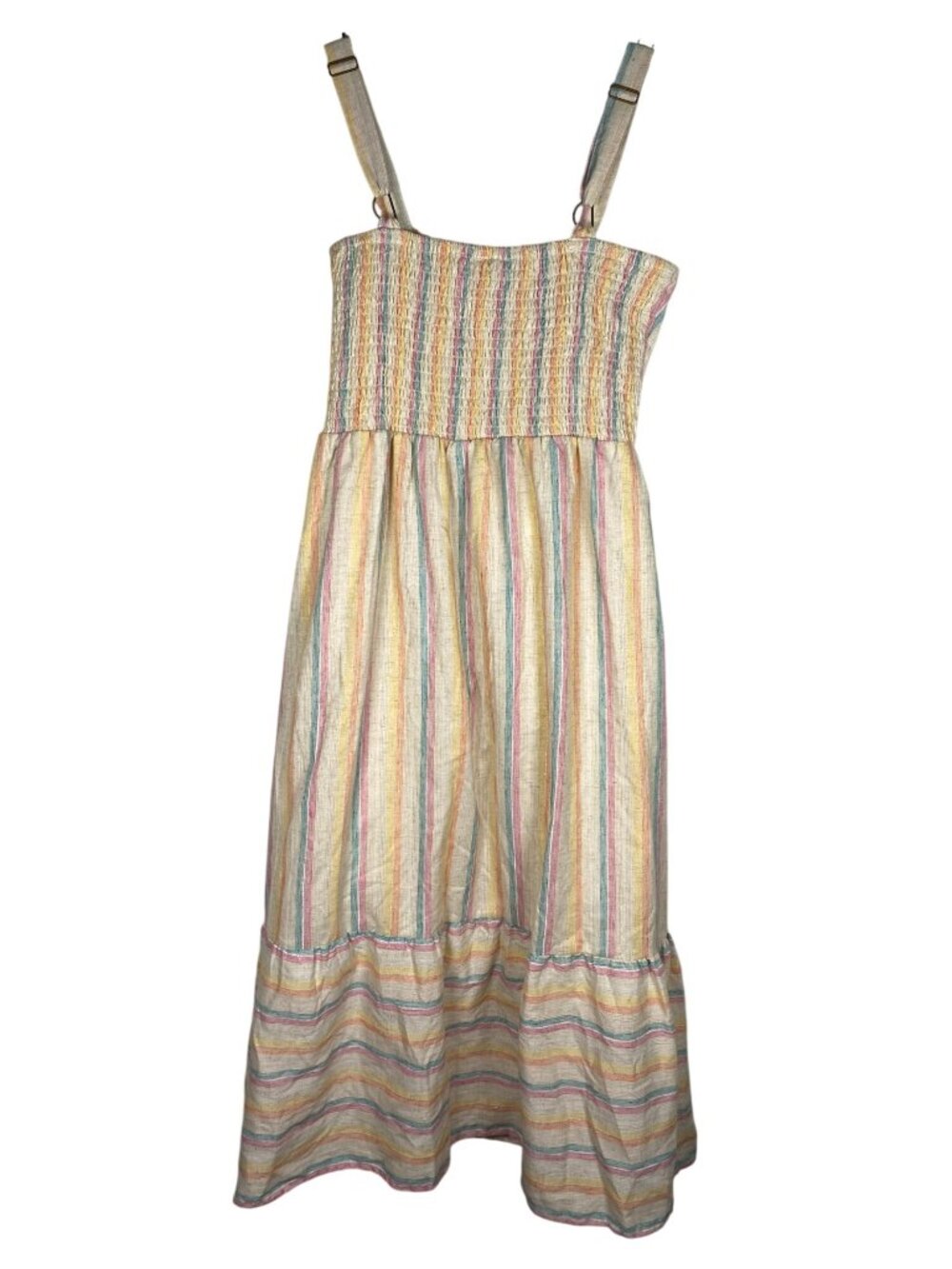 Nation AK Outfits Womens Striped Button-Front Maxi Sundress Adjustable Straps M - Picture 3 of 7